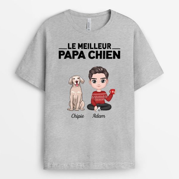 T-shirt Le Meilleur Papa Chien Simple Personnalise