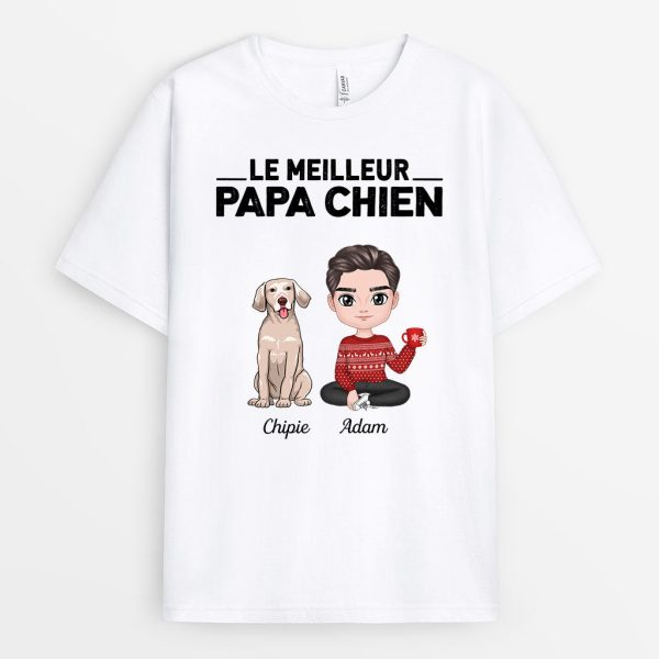 T-shirt Le Meilleur Papa Chien Simple Personnalise