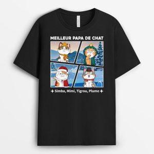 T-shirt Le Meilleur Papa De Chat Personnalise T-shirt Le Meilleur Papa De Chat Personnalise
