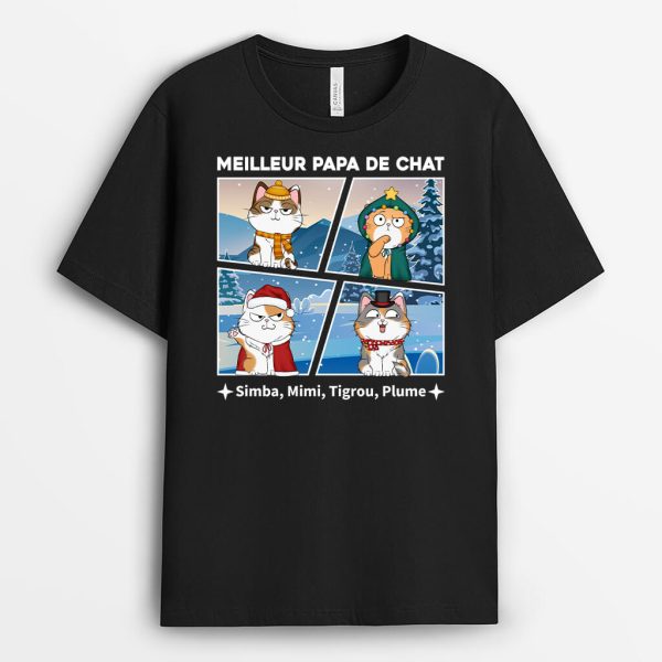 T-shirt Le Meilleur Papa De Chat Personnalise