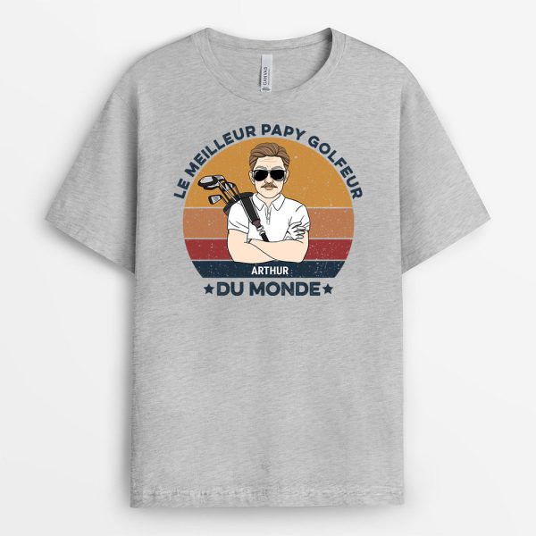 T-shirt Le Meilleur Papa Golfeur du Monde Personnalise