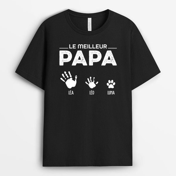 T-shirt Le Meilleur Papa Grand Pere Mains Personnalise