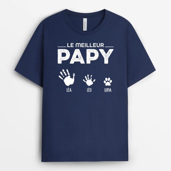 T-shirt Le Meilleur Papa Grand Pere Mains Personnalise