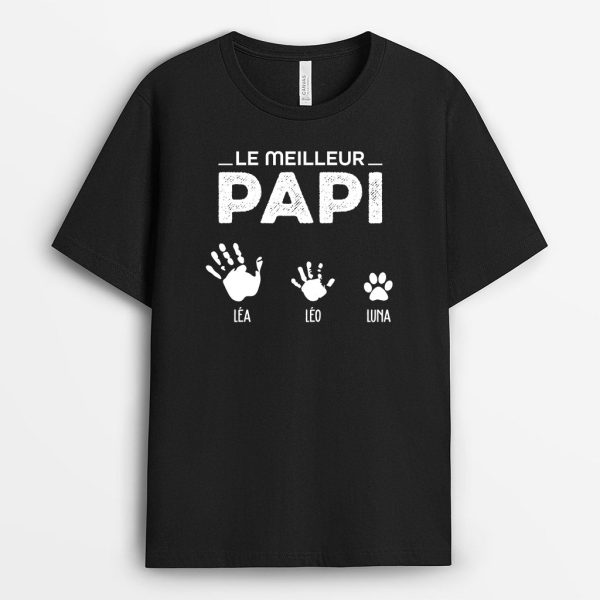 T-shirt Le Meilleur Papa Grand Pere Mains Personnalise