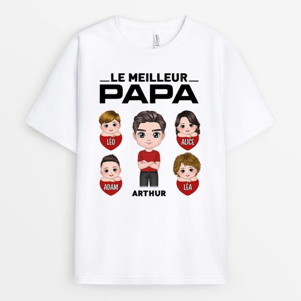 T-shirt Le Meilleur Papa Papi Du Monde Personnalise