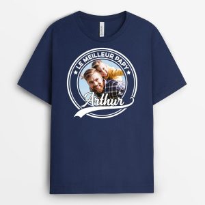 T-shirt Le Meilleur Papa Papi Photo Personnalise T-shirt Le Meilleur Papa Papi Photo Personnalise