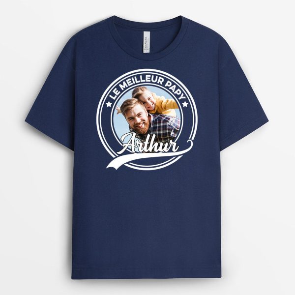 T-shirt Le Meilleur Papa Papi Photo Personnalise