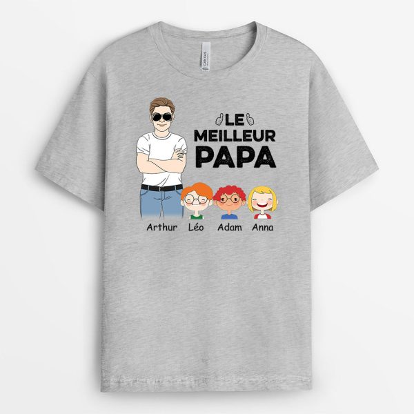 T-shirt Le Meilleur Papa Papi Portrait Personnalise