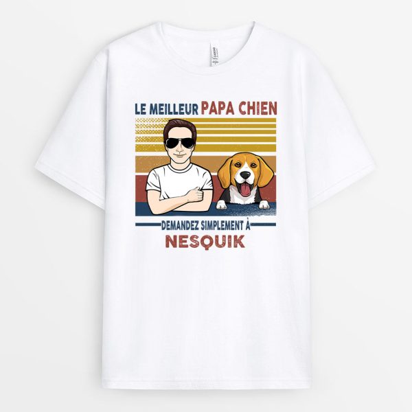 T-shirt Le Meilleur Papa chien Demandez Personnalise