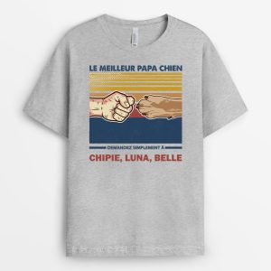 T-shirt Le Meuilleur Papa Chien Personnalise T-shirt Le Meuilleur Papa Chien Personnalise