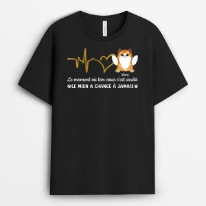 T-shirt Le Moment Ou Votre Coeur S’est Arrete Chat Personalise T-shirt Le Moment Ou Votre Coeur S’est Arrete Chat Personalise