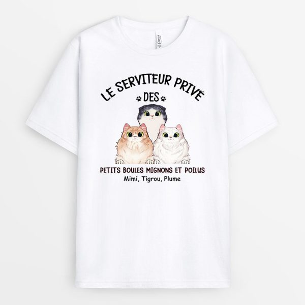 T-shirt Le Serviteur Prive Des Chats Personnalise