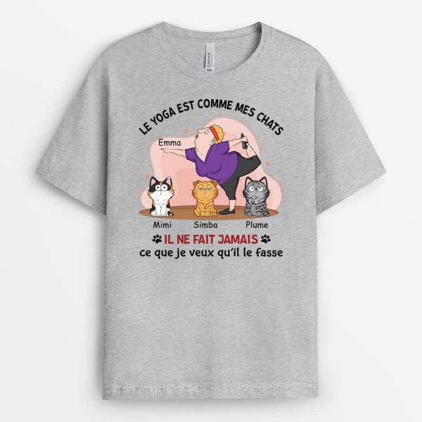 T-shirt Le Yoga Est Comme MonMes Chats Personnalise