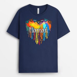 T-shirt Le coeur de Mamie, Famille, Colore fondant Personnalise T-shirt Le coeur de Mamie, Famille, Colore fondant Personnalise