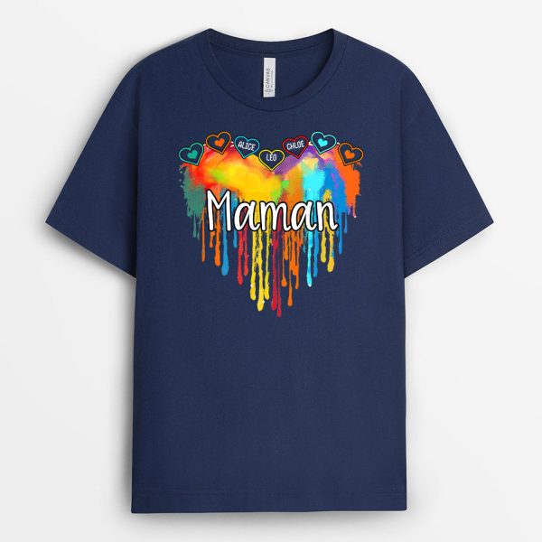 T-shirt Le coeur de Mamie, Famille, Colore fondant Personnalise