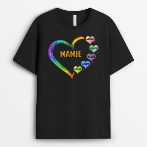 T-shirt Le coeur de Mamie Maman Grand Coeur Personnalise T-shirt Le coeur de Mamie Maman Grand Coeur Personnalise