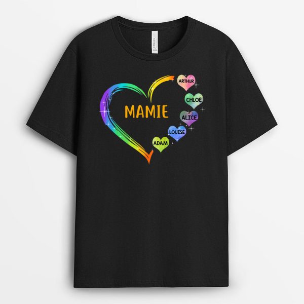 T-shirt Le coeur de Mamie Maman Grand Coeur Personnalise