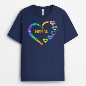 T-shirt Le coeur de Mamie Maman Grand Coeur Personnalise T-shirt Le coeur de Mamie Maman Grand Coeur Personnalise
