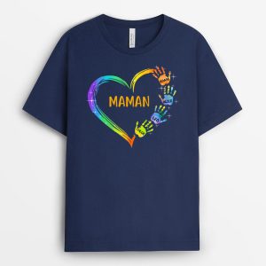 T-shirt Le coeur de Mamie Maman Mains Personnalise T-shirt Le coeur de Mamie Maman Mains Personnalise