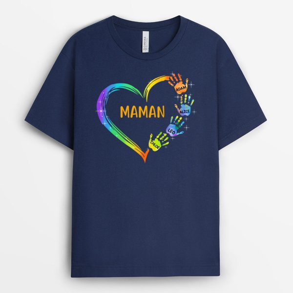 T-shirt Le coeur de Mamie Maman Mains Personnalise