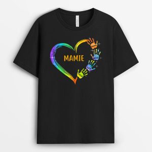 T-shirt Le coeur de Mamie Maman Mains Personnalise T-shirt Le coeur de Mamie Maman Mains Personnalise