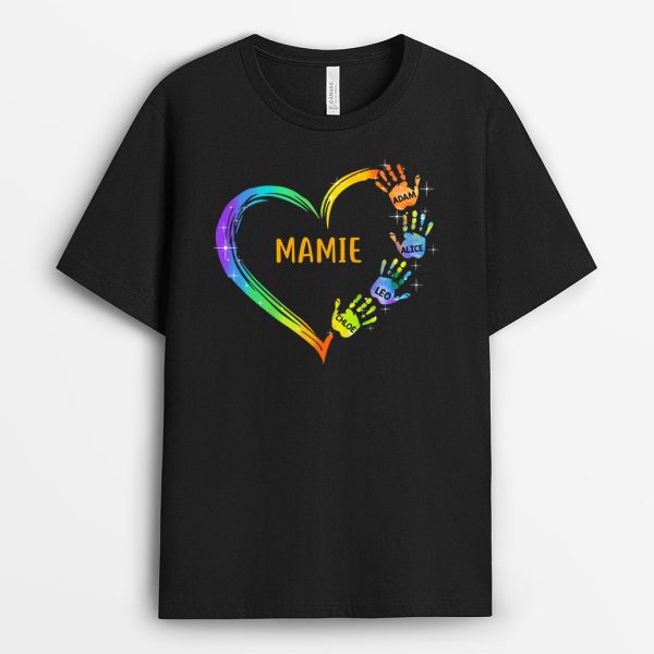 T-shirt Le coeur de Mamie Maman Mains Personnalise