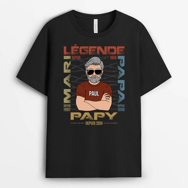 T-shirt Legende Depuis Portrait Personnalise