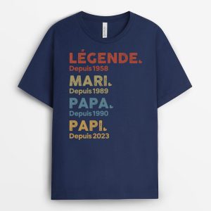 T-shirt Legende Mari Papa Papy Depuis 2023 Personnalise T-shirt Legende Mari Papa Papy Depuis 2023 Personnalise