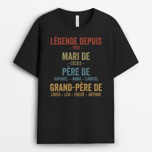 T-shirt Legende Mari Papa Papy Depuis Avec Prenom Personnalise T-shirt Legende Mari Papa Papy Depuis Avec Prenom Personnalise