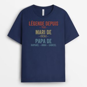 T-shirt Legende Mari Papa Papy Depuis Avec Prenom Personnalise T-shirt Legende Mari Papa Papy Depuis Avec Prenom Personnalise