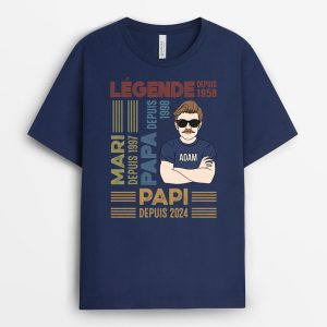 T-shirt Legende Mari Papa Papy Depuis Version Portrait Personnalise T-shirt Legende Mari Papa Papy Depuis Version Portrait Personnalise