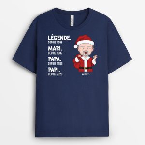 T-shirt Legende Mari Papa PapyBleu MarineLettre en Blanc Personnalise T-shirt Legende Mari Papa PapyBleu MarineLettre en Blanc Personnalise