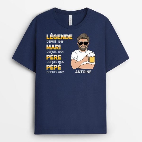 T-shirt Legende Mari Papa Personnalise