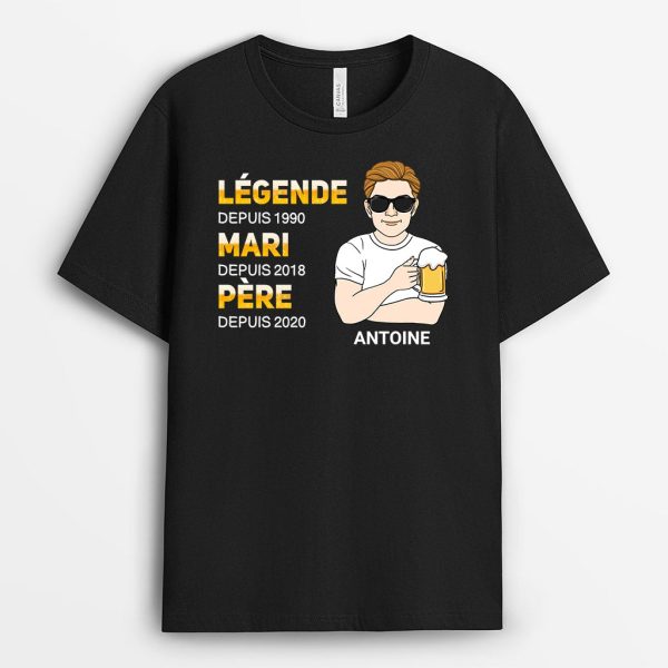 T-shirt Legende Mari Papa Personnalise