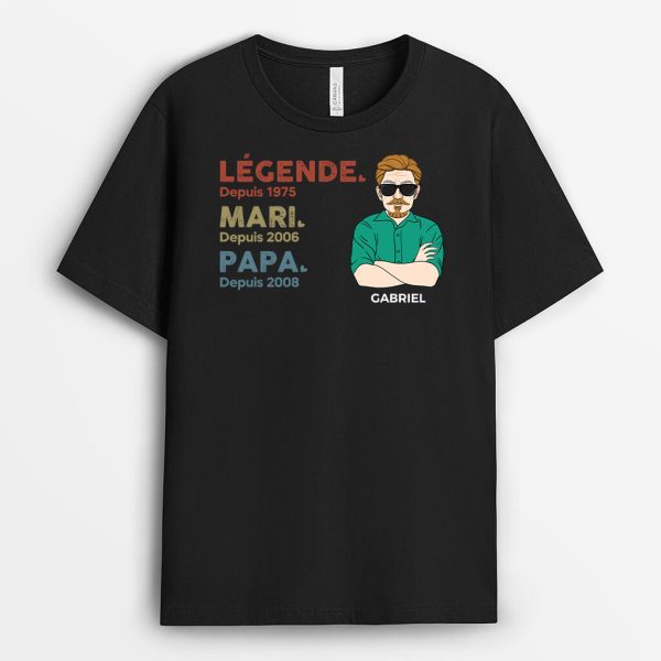 T-shirt Legende, Mari, Papa et Papy Personnalise