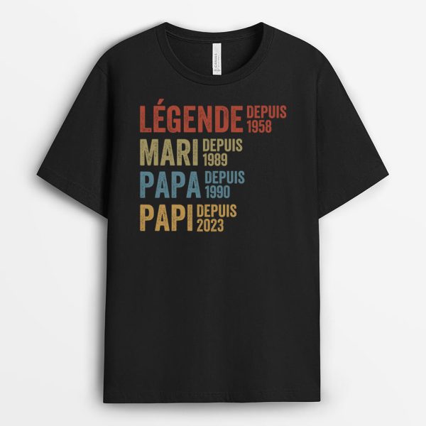 T-shirt Legende Mari Pere Papa Depuis Personnalise