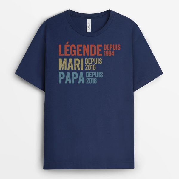 T-shirt Legende Mari Pere Papa Depuis Personnalise