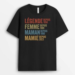 T-shirt Legende Mariee Maman Mamie Depuis Version Blanc Personnalise T-shirt Legende Mariee Maman Mamie Depuis Version Blanc Personnalise