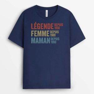 T-shirt Legende Mariee Maman Mamie Depuis Version Blanc Personnalise T-shirt Legende Mariee Maman Mamie Depuis Version Blanc Personnalise