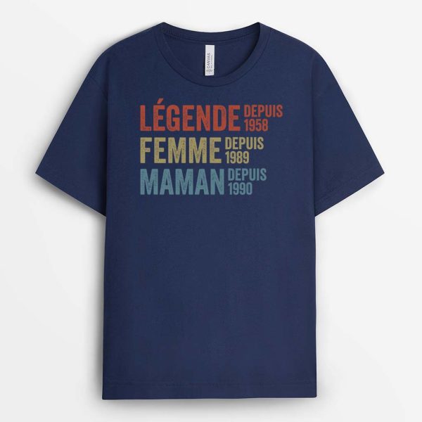 T-shirt Legende Mariee Maman Mamie Depuis Version Blanc Personnalise