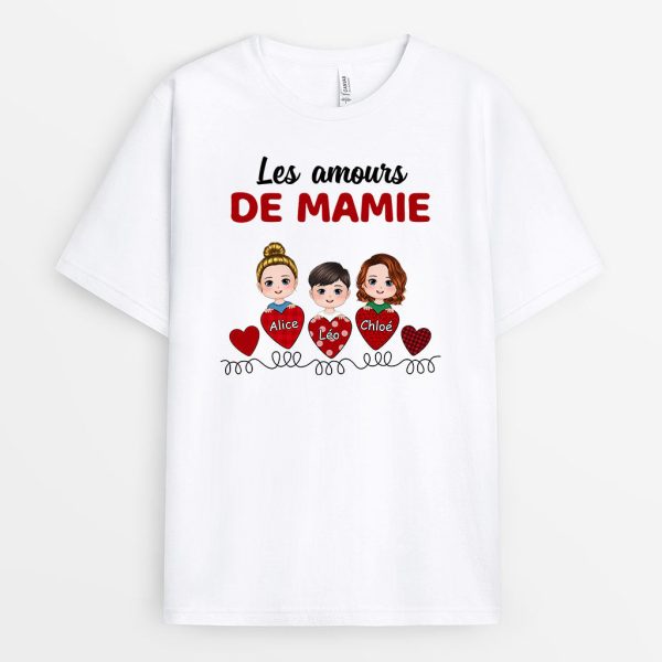 T-shirt Les Amours De Maman Mamie Personnalise