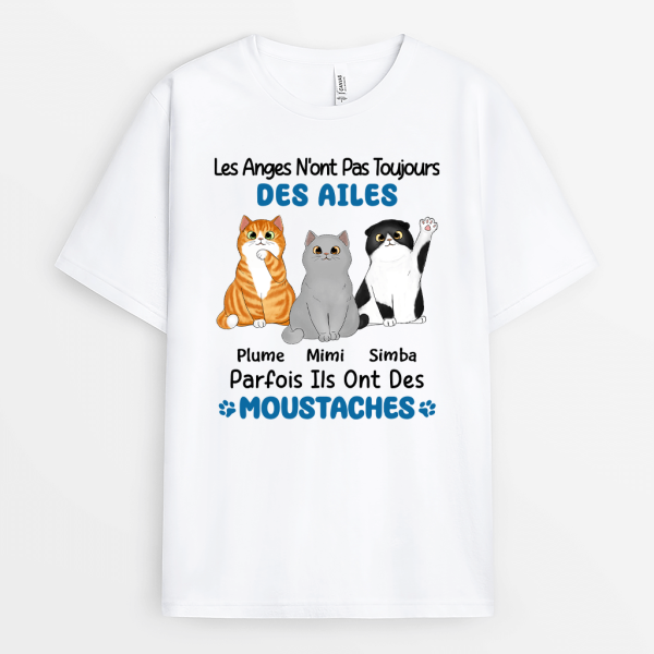 T-shirt Les Anges N’ont Pas Toujours Des Ailes Version Chat Personnalise