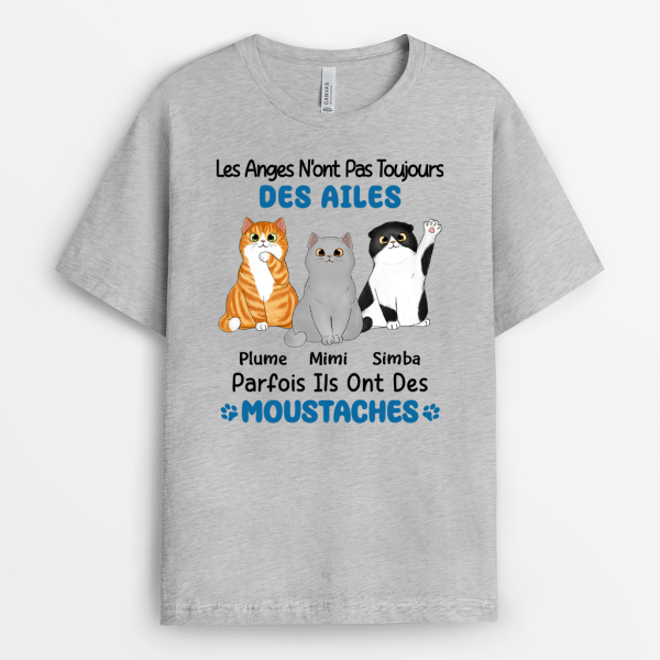 T-shirt Les Anges N’ont Pas Toujours Des Ailes Version Chat Personnalise