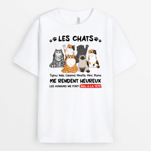 T-shirt Les Chats Me Rendent Heureux Empreinte Personnalise