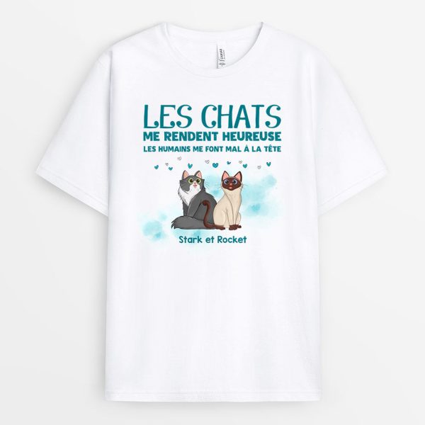 T-shirt Les Chats Me Rendent Heureux Personnalise