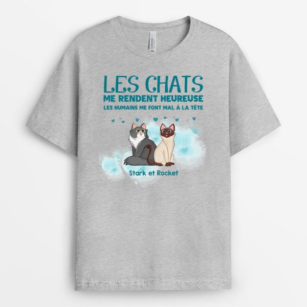 T-shirt Les Chats Me Rendent Heureux Personnalise