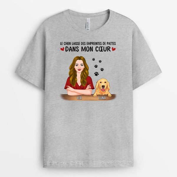 T-shirt Les Chiens Laissent des Empreintes de Pattes dans Mon Coeur Personnalise