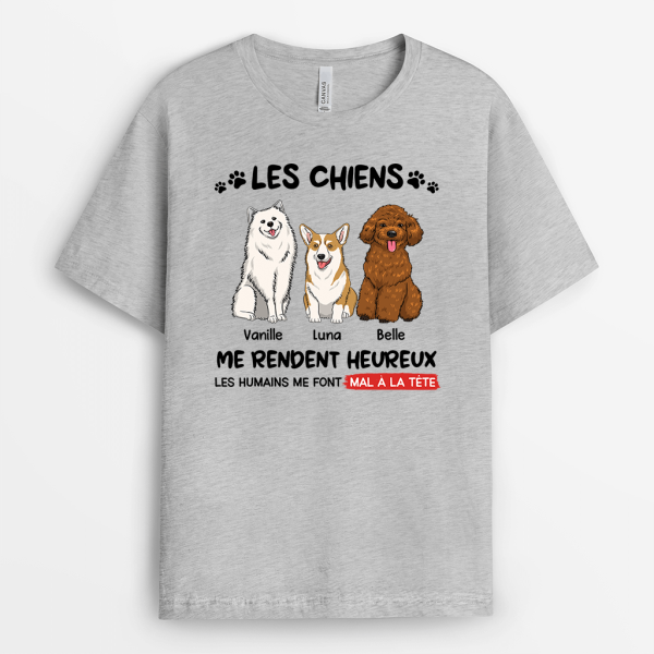 T-shirt Les Chiens Me Rendent Heureux Empreinte Personnalise