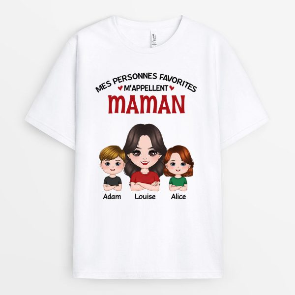 T-shirt Les Personne Favorites De Maman Mamie Chibi Personnalise