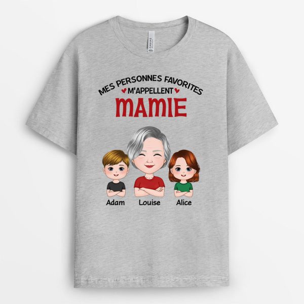 T-shirt Les Personne Favorites De Maman Mamie Chibi Personnalise